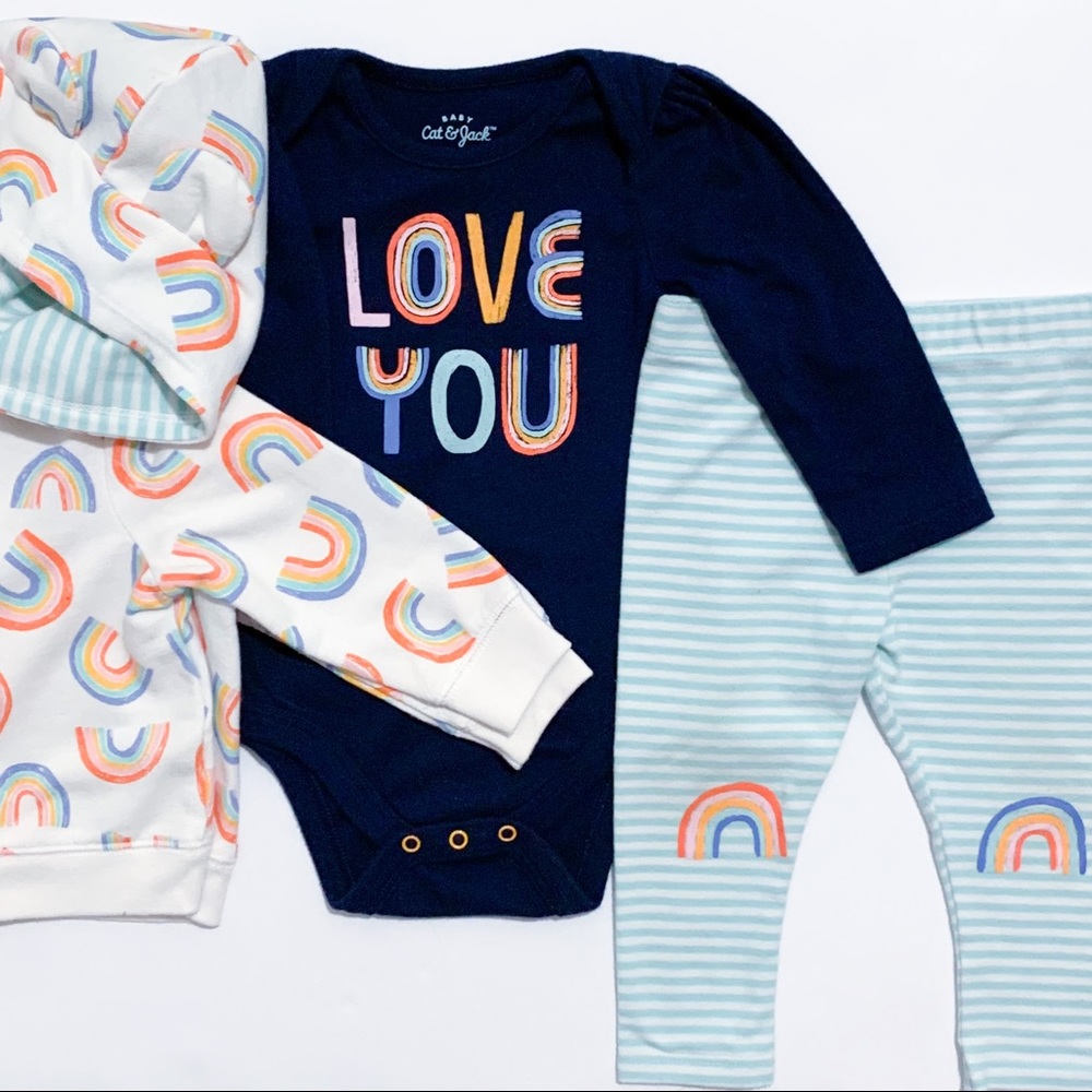 Cat & Jack 3 piece rainbow hoodie set